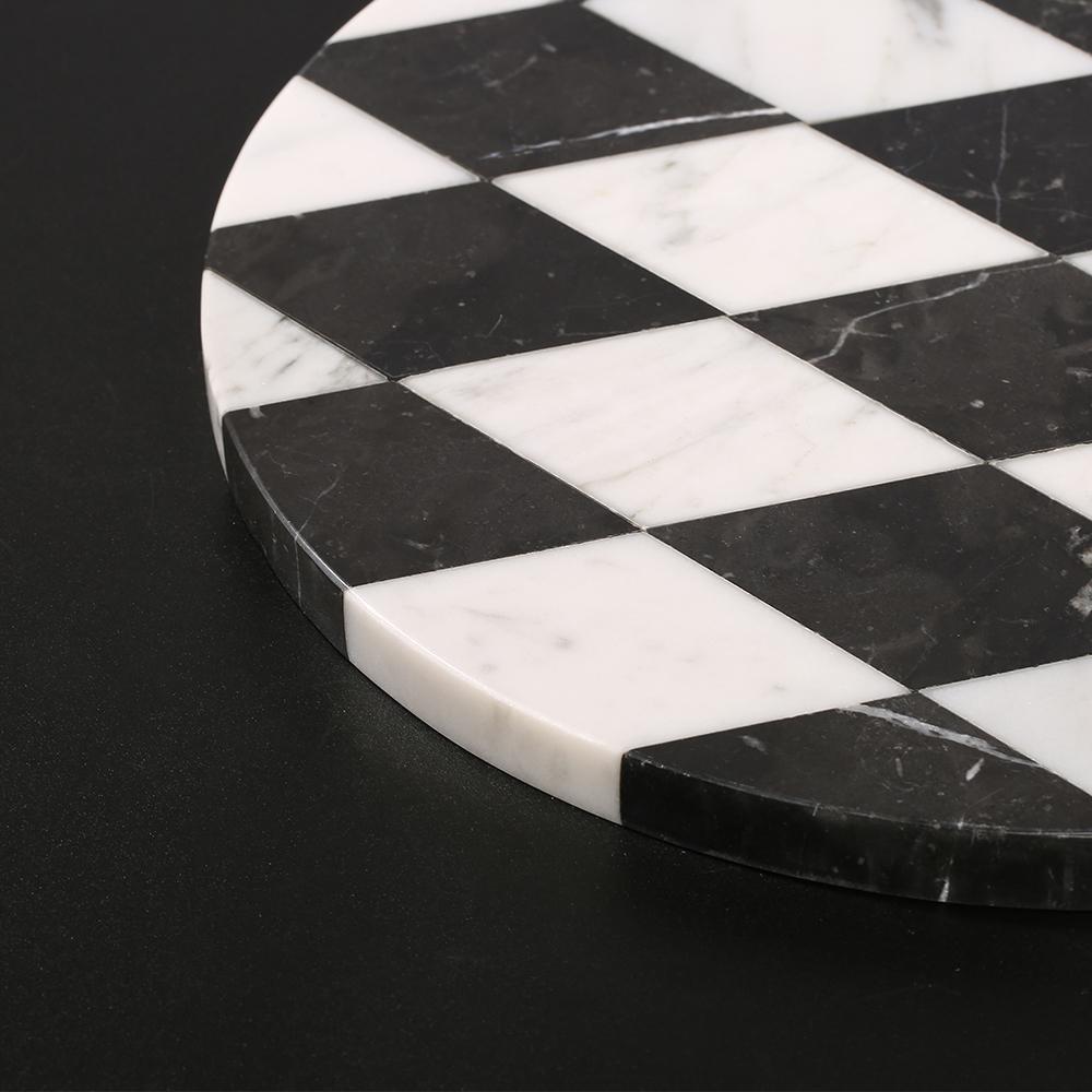Round Marble Serving Board Sushi Platter Cheese Platter Black White