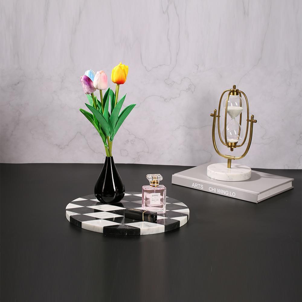 Round Marble Serving Board Sushi Platter Cheese Platter Black White