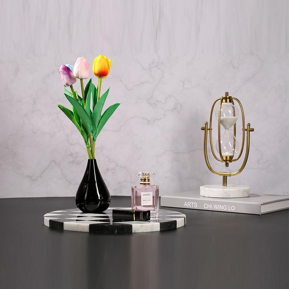 Round Marble Serving Board Sushi Platter Cheese Platter Black White