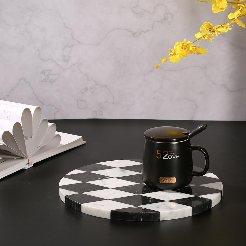 Round Marble Serving Board Sushi Platter Cheese Platter Black White