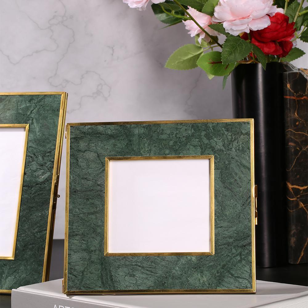 8'' x 8'' Vintage Personalized Marble Picture Frames Set of 2