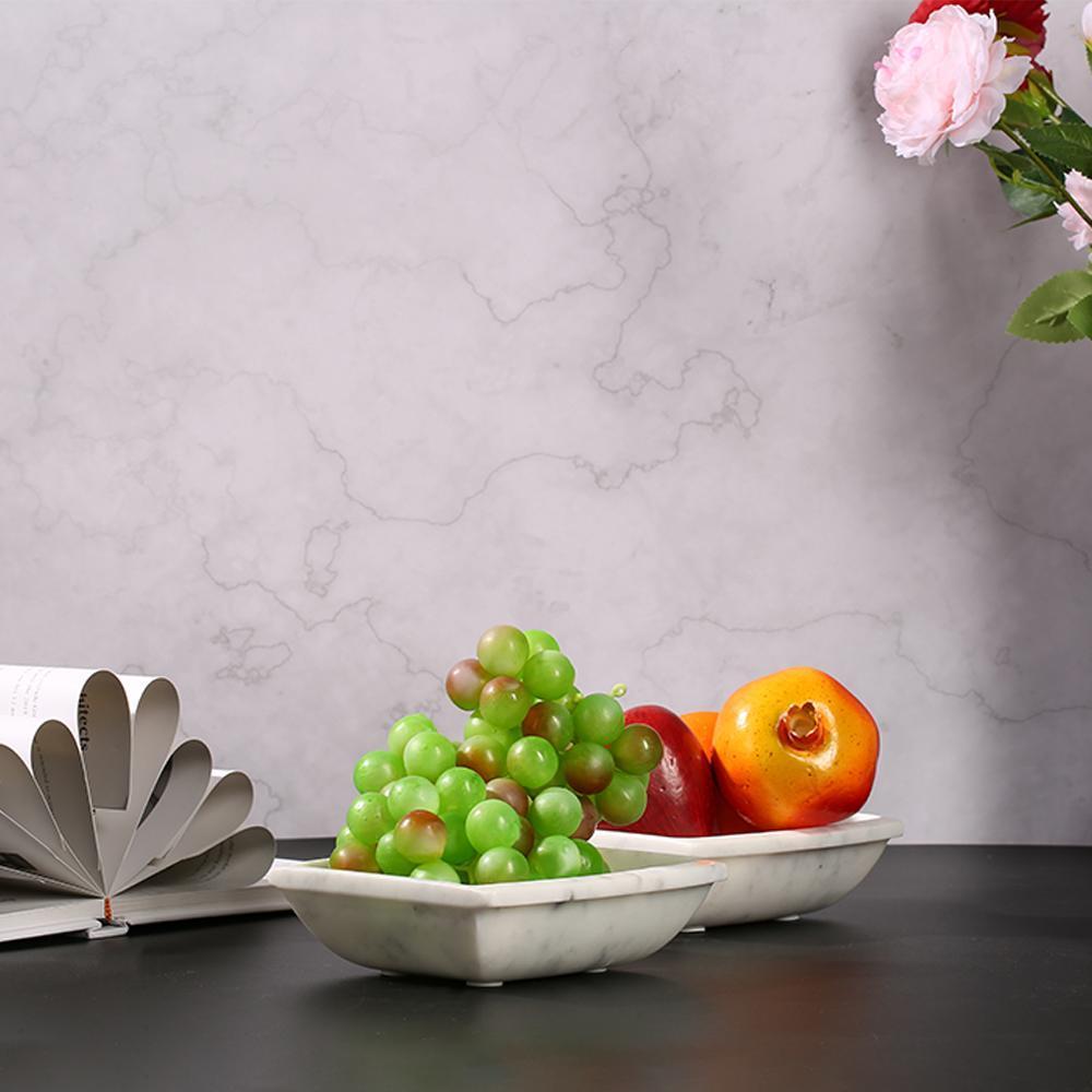 Small Fruit Serving Tray Square Farmhouse Marble Desk Organizer Tray White