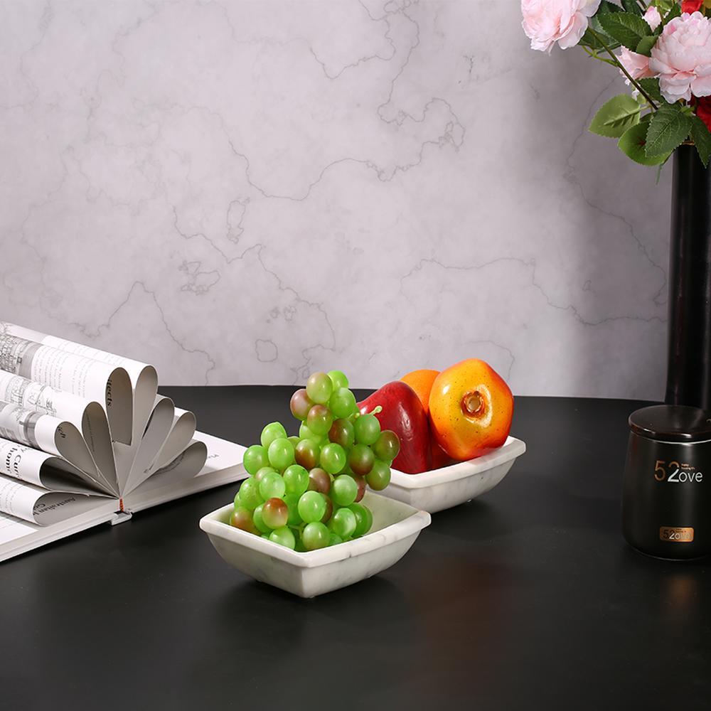 Small Fruit Serving Tray Square Farmhouse Marble Desk Organizer Tray White