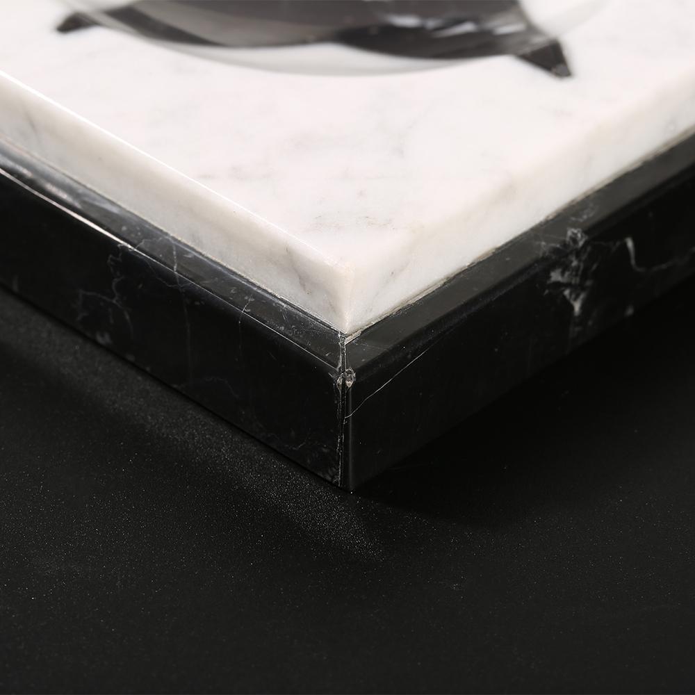 Marble Christmas Ornaments Square House Ornament Crafts White Black 3 Piece