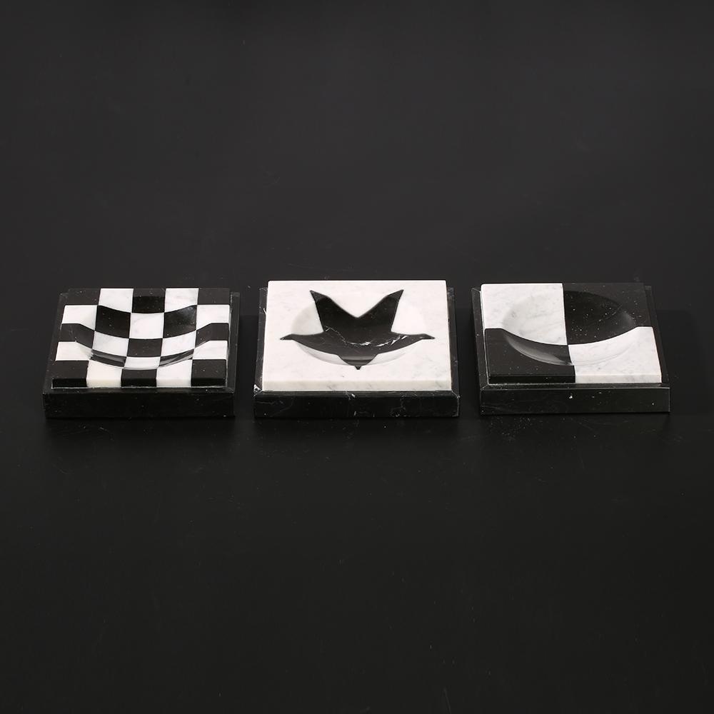 Marble Christmas Ornaments Square House Ornament Crafts White Black 3 Piece