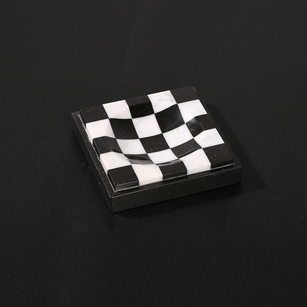 Marble Christmas Ornaments Square House Ornament Crafts White Black 3 Piece