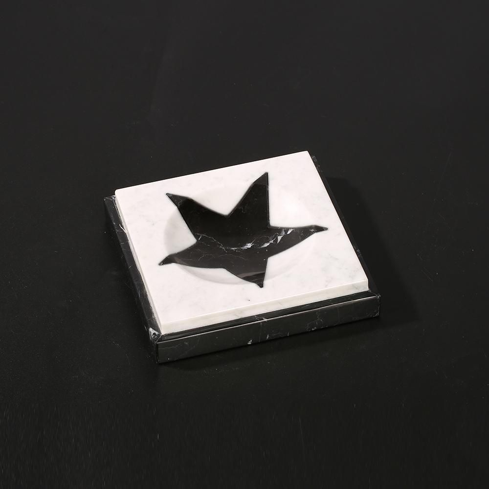 Marble Christmas Ornaments Square House Ornament Crafts White Black 3 Piece