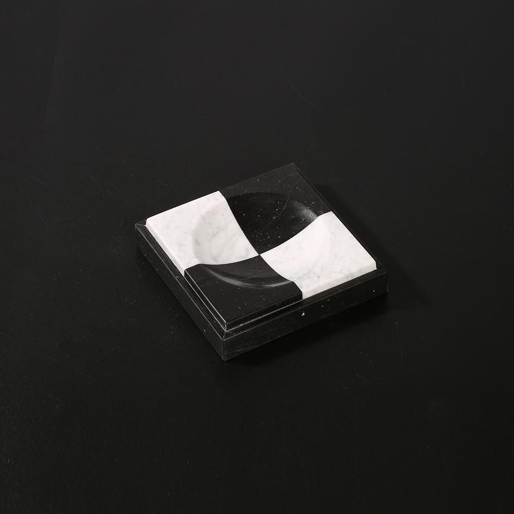 Marble Christmas Ornaments Square House Ornament Crafts White Black 3 Piece