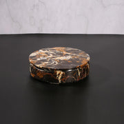 Marble Round Fruit Tray Small Serving Desk Tray with Lid Black Gold