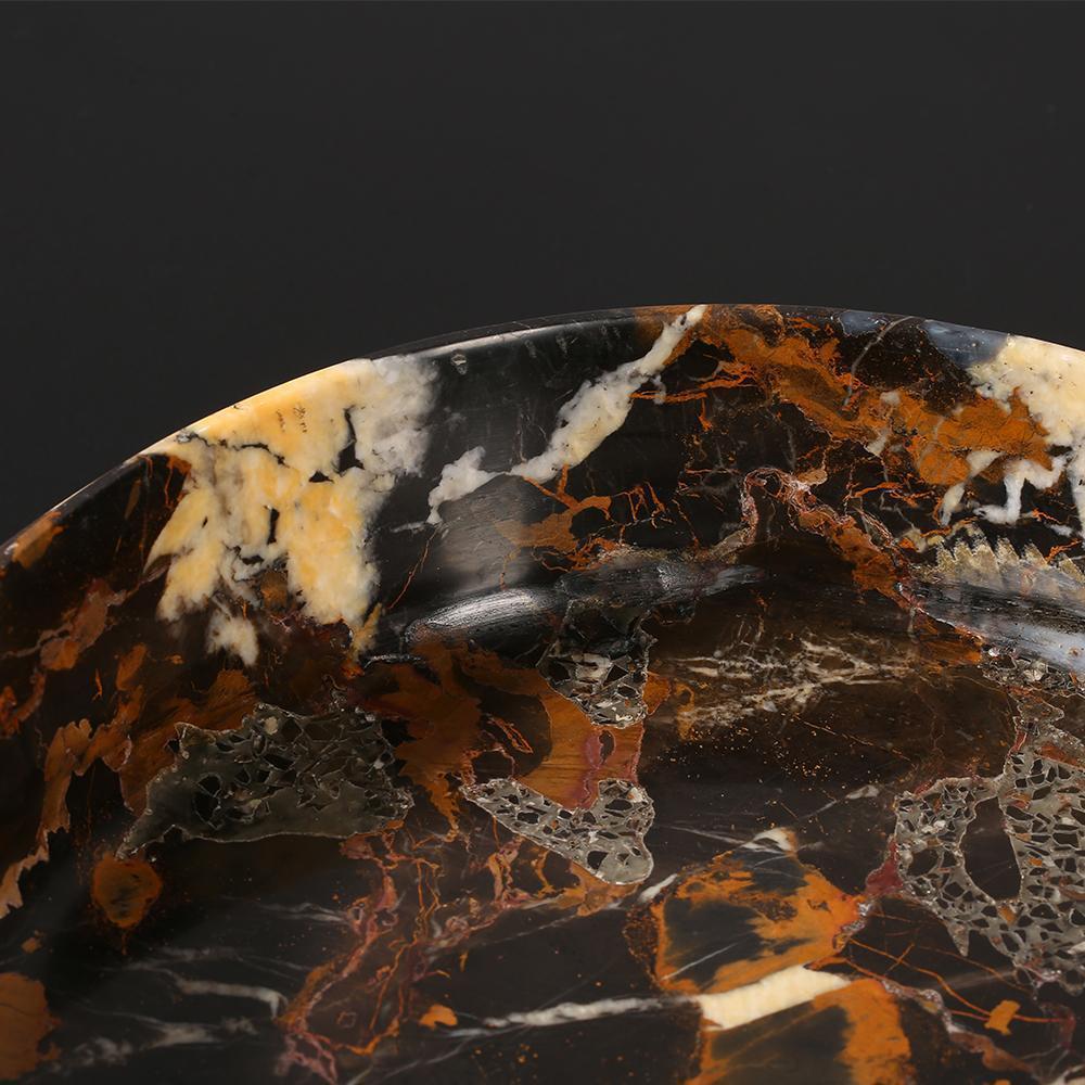 Marble Round Fruit Tray Small Serving Desk Tray with Lid Black Gold