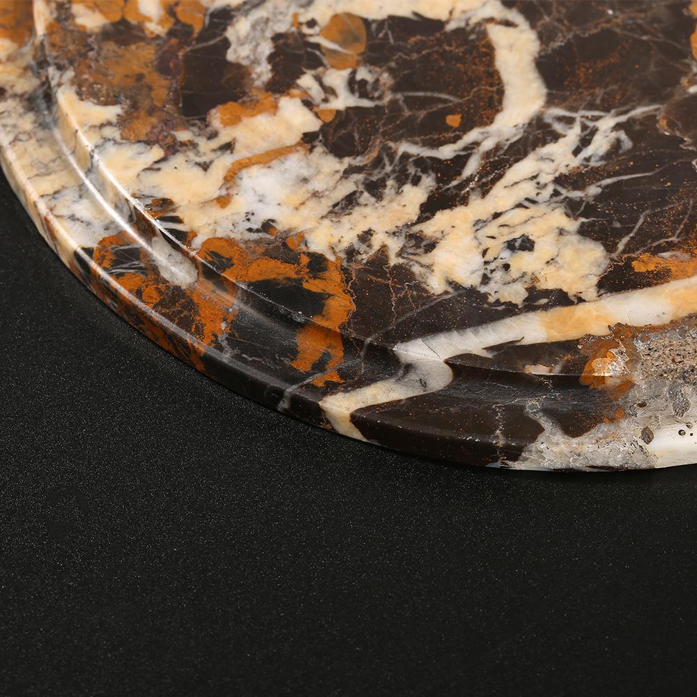 Marble Round Fruit Tray Small Serving Desk Tray with Lid Black Gold