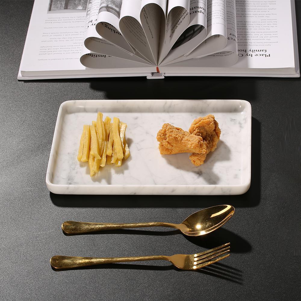 Marble White Rectangular Dinner Plates Steak Chicken Dinner Plate Chargers