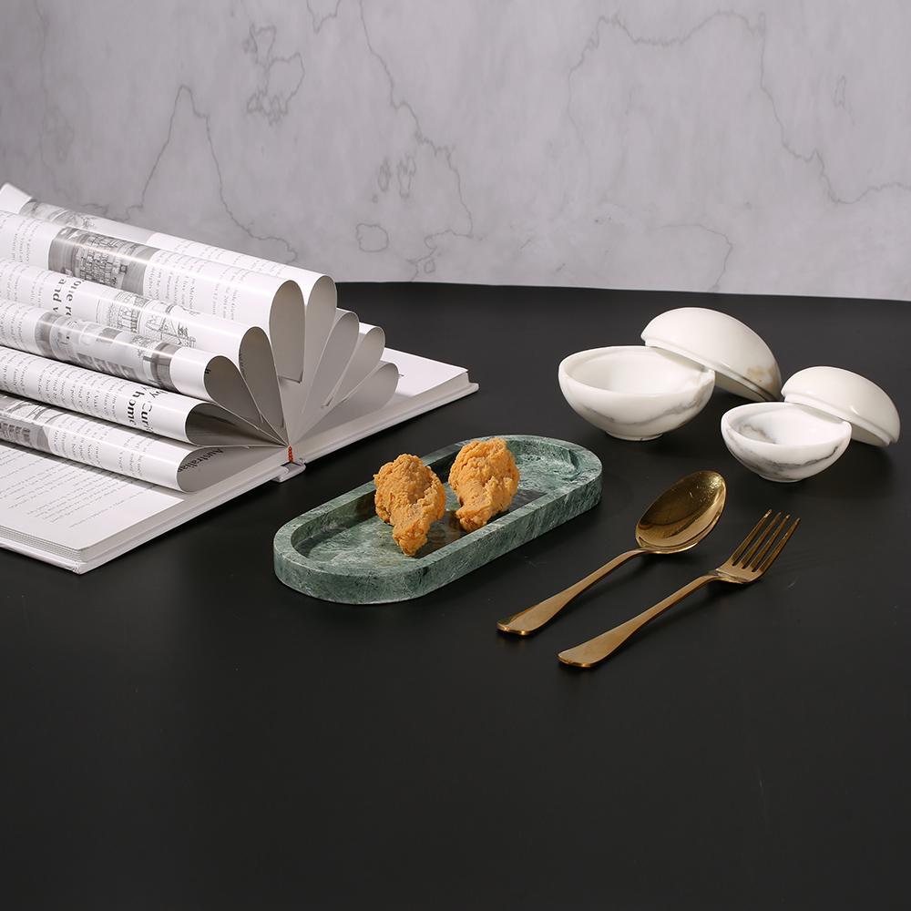 Oval Green Marble Thanksgiving Chicken Dinner Plates Handmade Dinner Plates