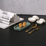 Oval Green Marble Thanksgiving Chicken Dinner Plates Handmade Dinner Plates