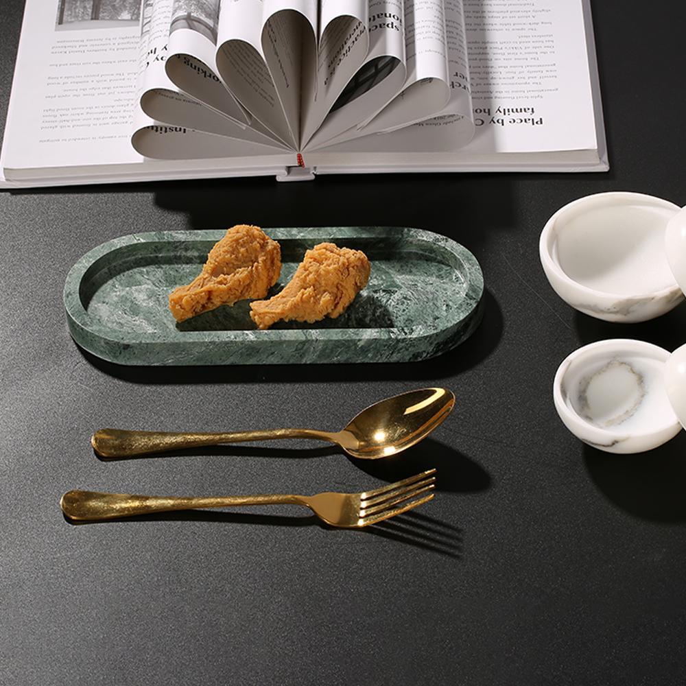 Oval Green Marble Thanksgiving Chicken Dinner Plates Handmade Dinner Plates