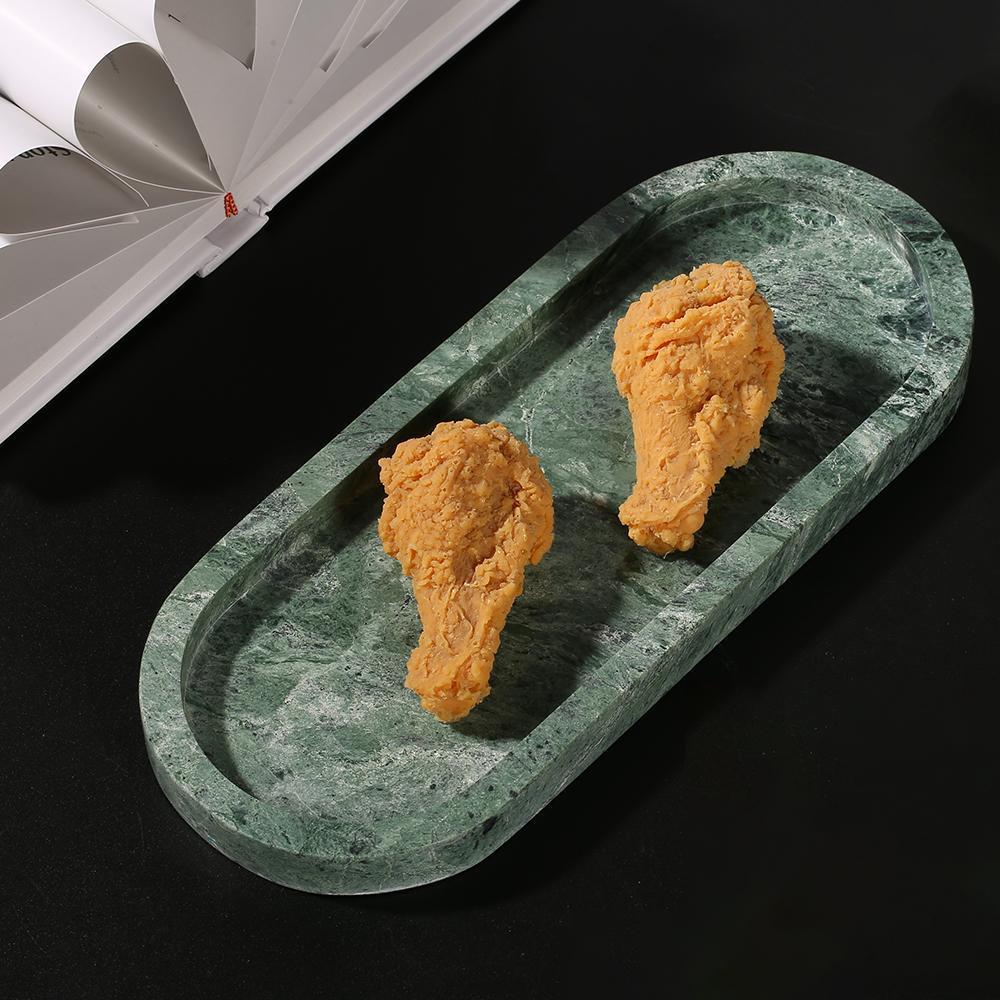 Oval Green Marble Thanksgiving Chicken Dinner Plates Handmade Dinner Plates