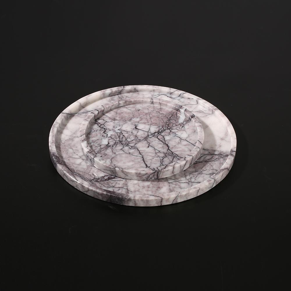 Round Marble Veggie Pizza Serving Tray Fruit Platter White