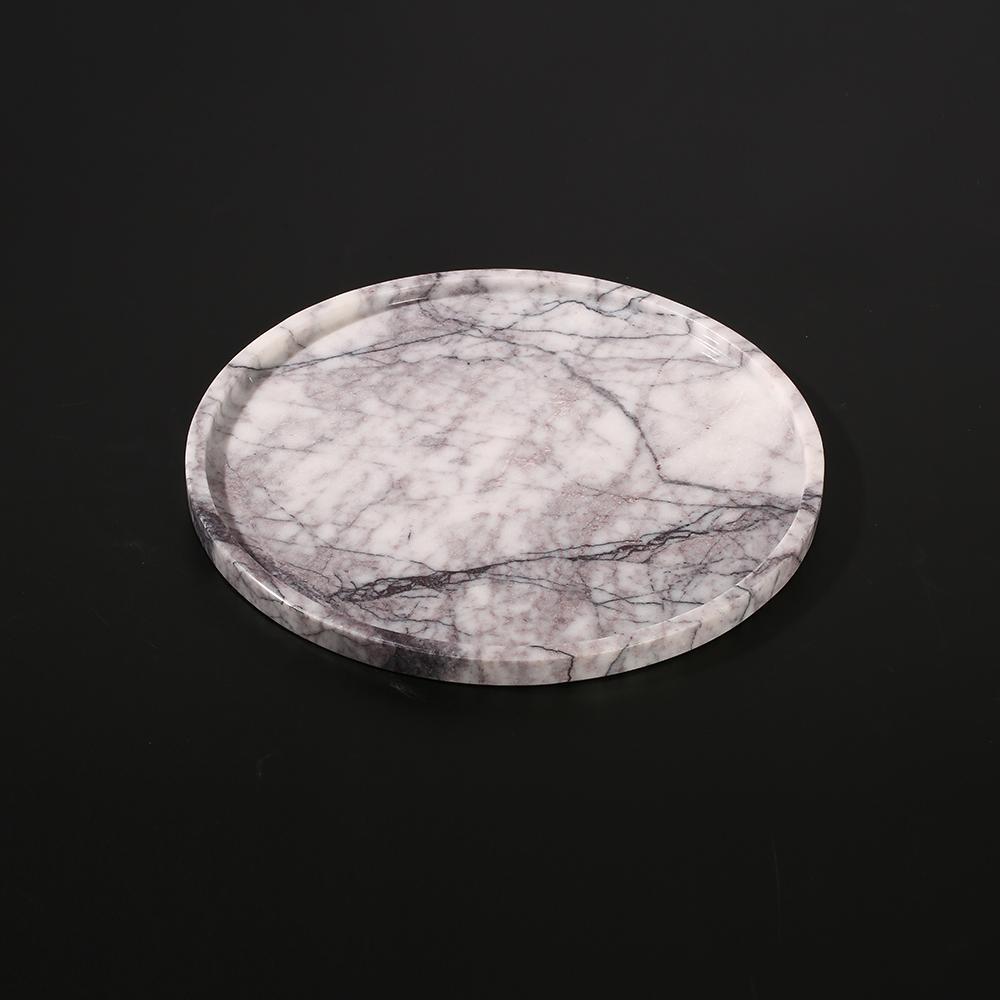 Round Marble Veggie Pizza Serving Tray Fruit Platter White