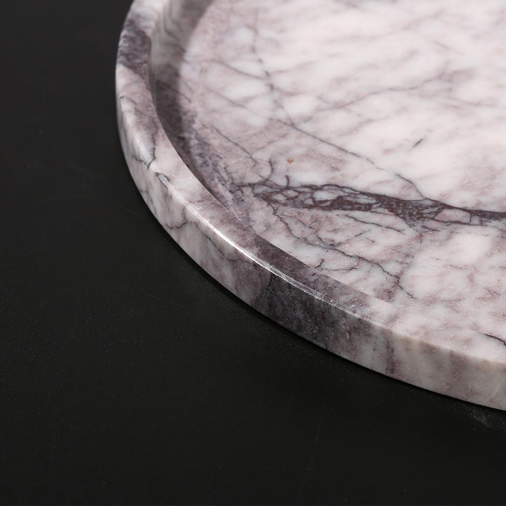 Round Marble Veggie Pizza Serving Tray Fruit Platter White