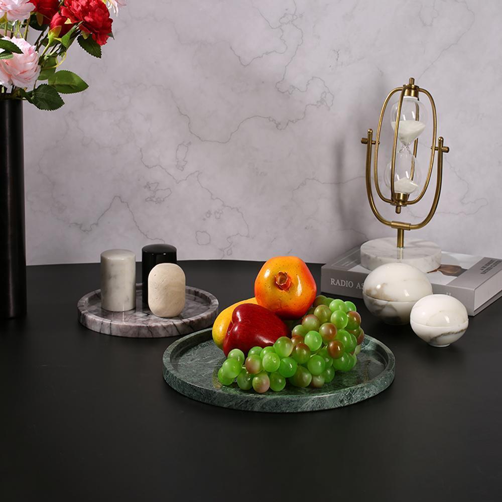 Marble Modern Serving Tray Coffee Table Sushi Fruit Platter Green Round