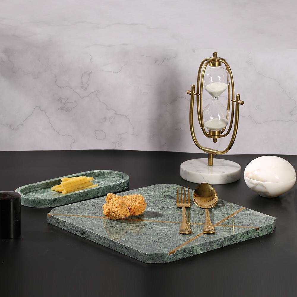 Square Light Green Marble Dinner Plates Modern Farmhouse Flat Dinner Plates