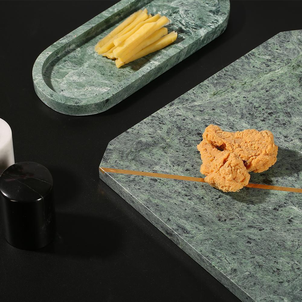 Square Light Green Marble Dinner Plates Modern Farmhouse Flat Dinner Plates