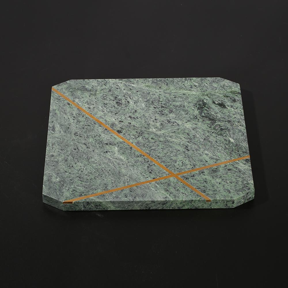 Square Light Green Marble Dinner Plates Modern Farmhouse Flat Dinner Plates
