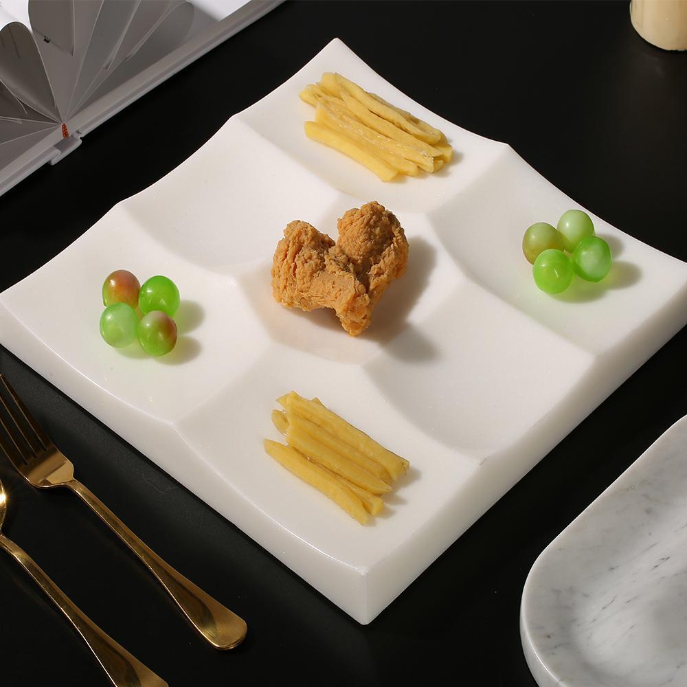 Square Marble White Divided Dinner Plates Modern Healthy Dinner Plates
