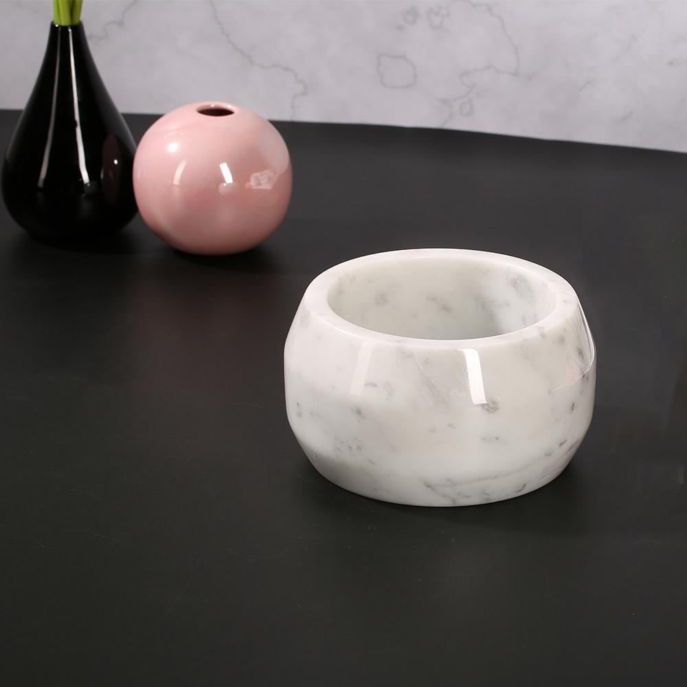 Small Marble Trinket Tray Tin Ring Change Storage Tray Round White