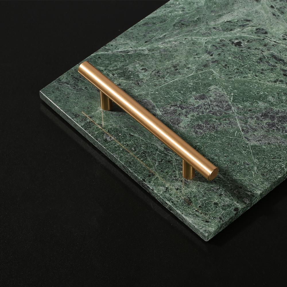 Marble Dinner Tray Serving Tray with Gold Handles Green Rectangle