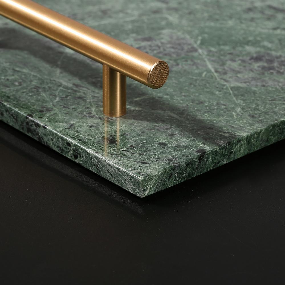 Marble Dinner Tray Serving Tray with Gold Handles Green Rectangle