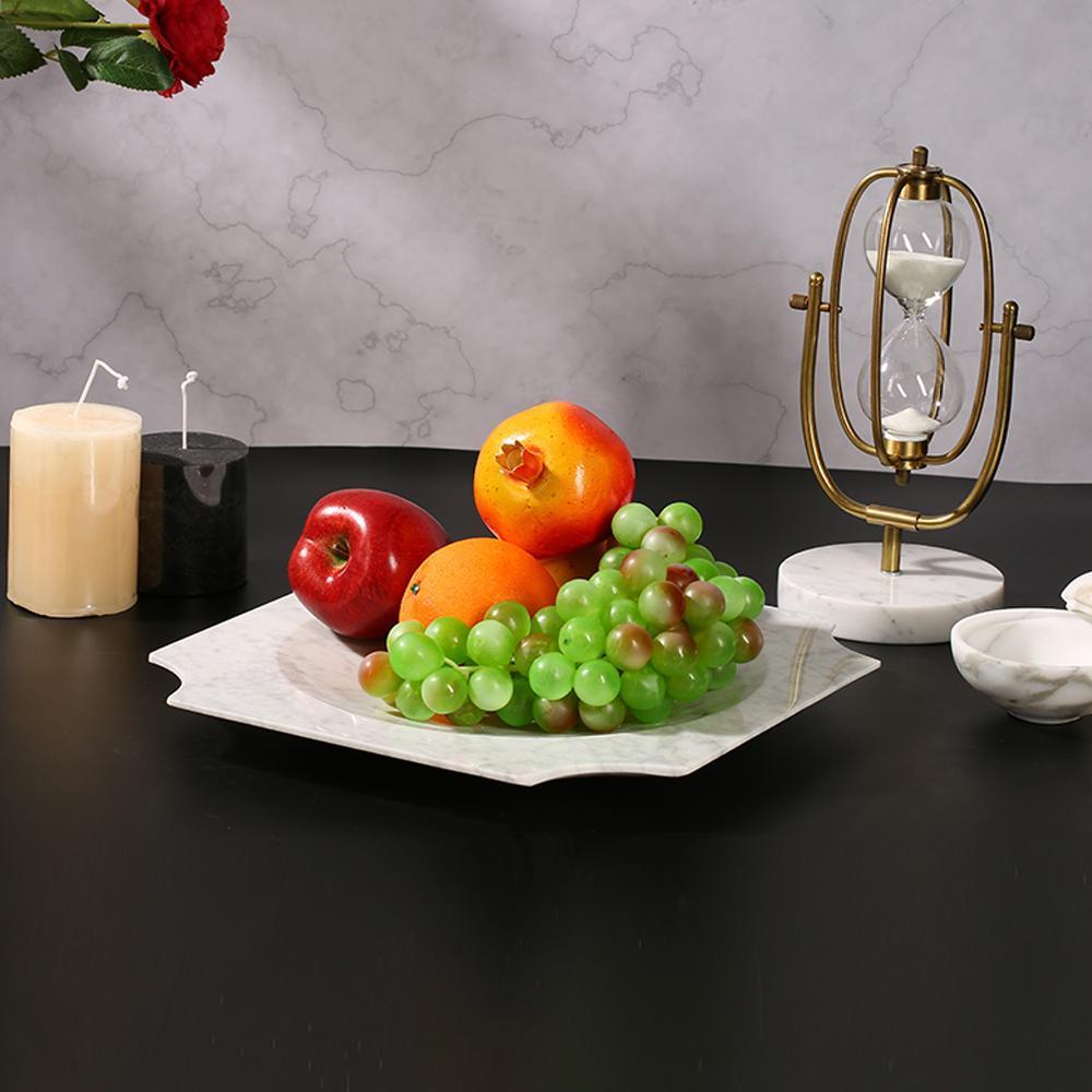 Marble Fruit Food Tray Modern Desk Organizer Decor Tray Squre White