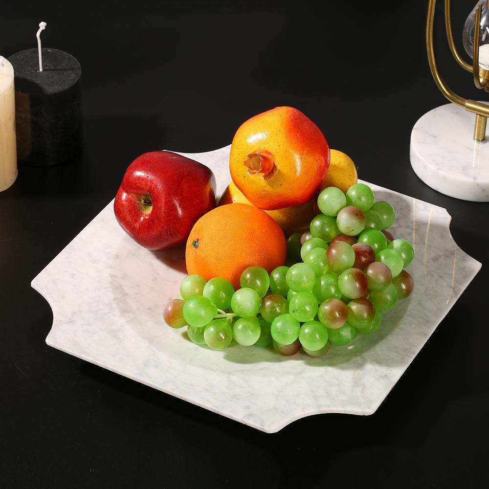 Marble Fruit Food Tray Modern Desk Organizer Decor Tray Squre White