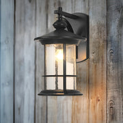 Retro Aluminum Glass LED Waterproof Black American Garden Wall Lamp | Dazuma