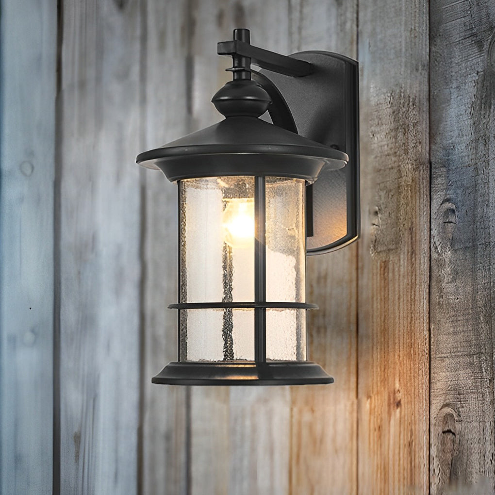 Retro Aluminum Glass LED Waterproof Black American Garden Wall Lamp | Dazuma