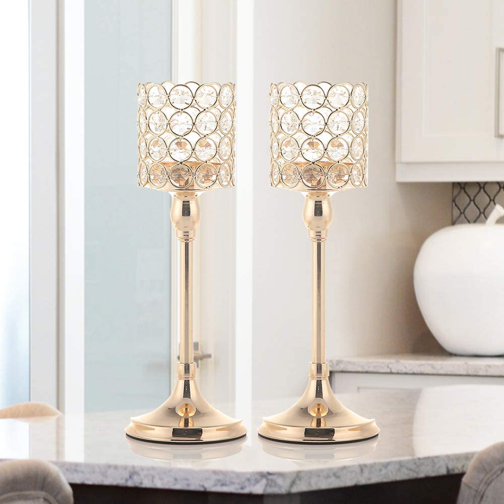 Crystal Pineapple Candle Holder Gold Jew Candle Holder Set of 2