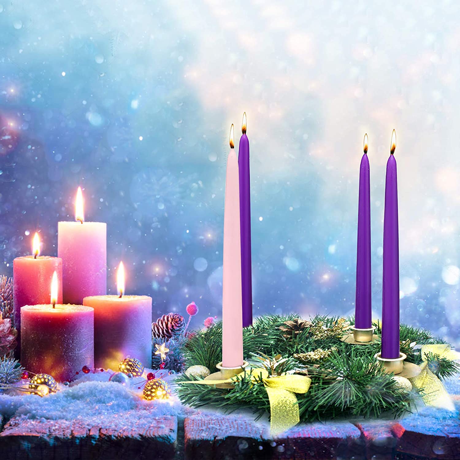 Advent Candle Holder Wreath X-mas Candles Decorations