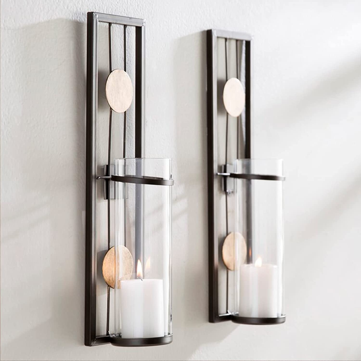 Wall Candle Holder Classic Metal Acrylic Wall Decorations Set of 2