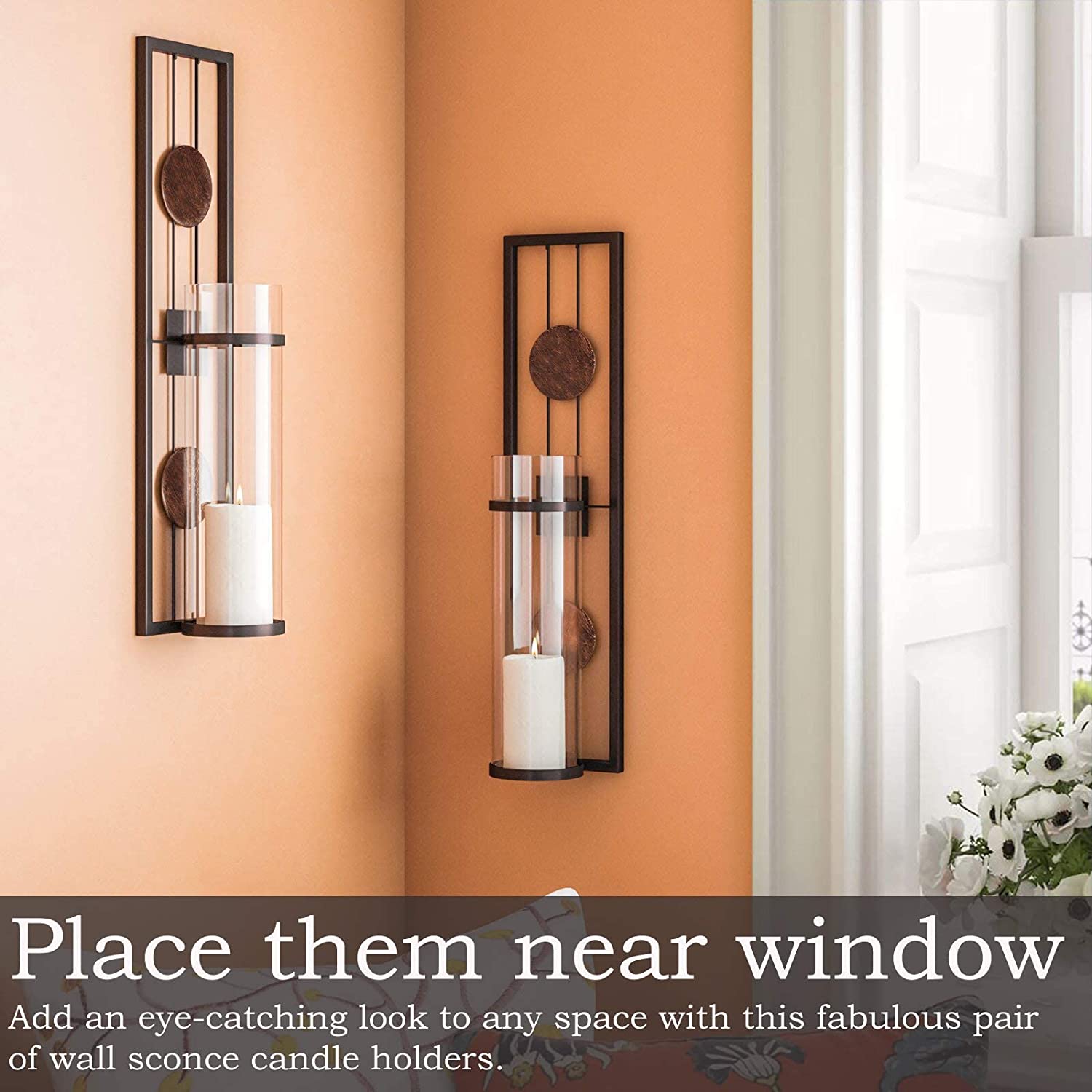 Wall Candle Holder Classic Metal Acrylic Wall Decorations Set of 2