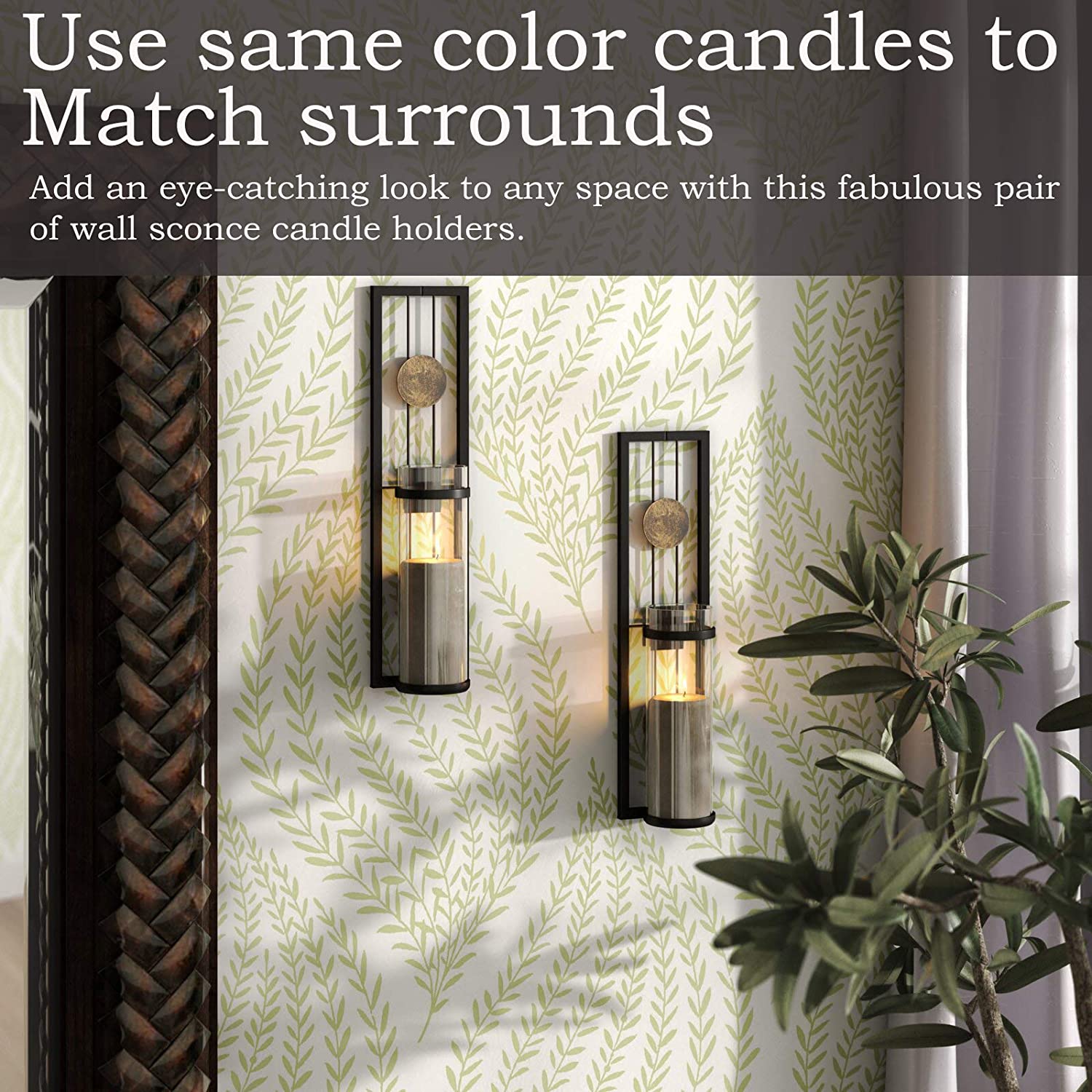 Wall Candle Holder Classic Metal Acrylic Wall Decorations Set of 2