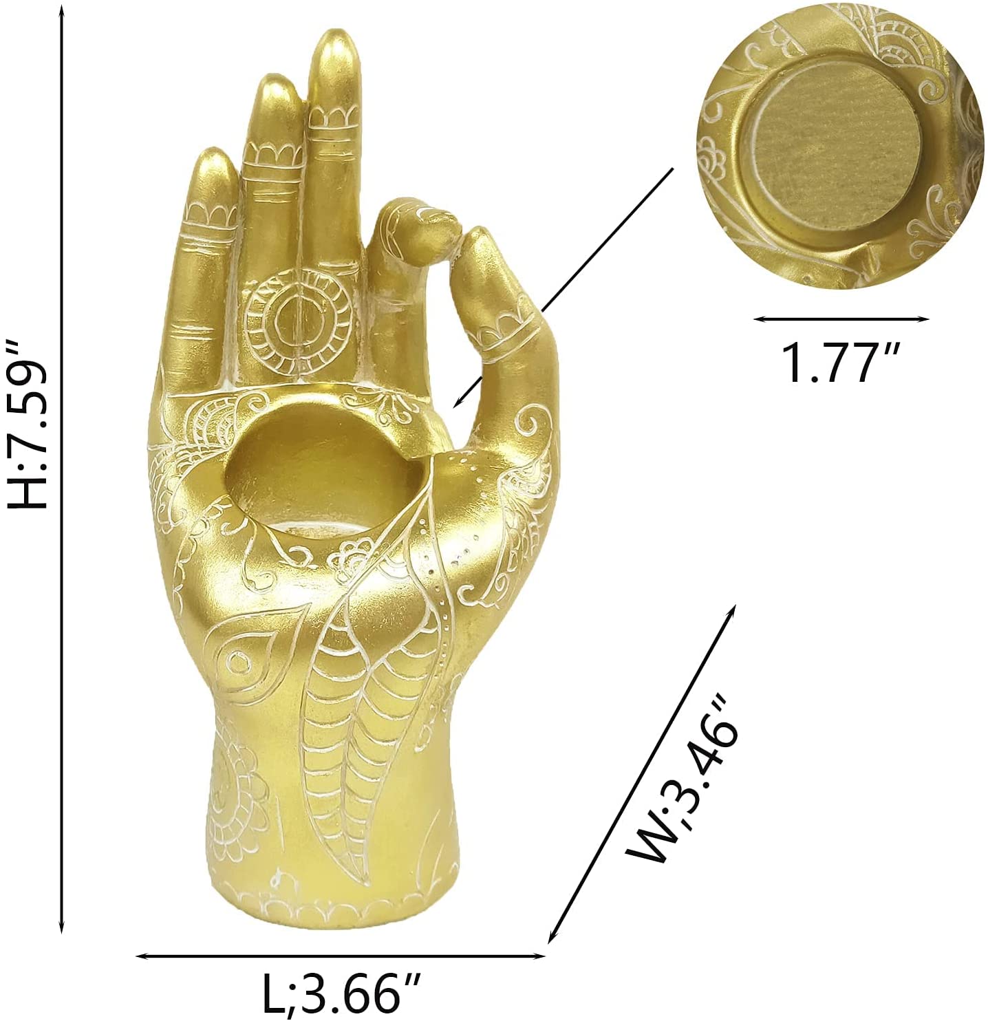 Buddha Hand Candle Holder Resin Mudra Candle Holder Decor Statues Home Office