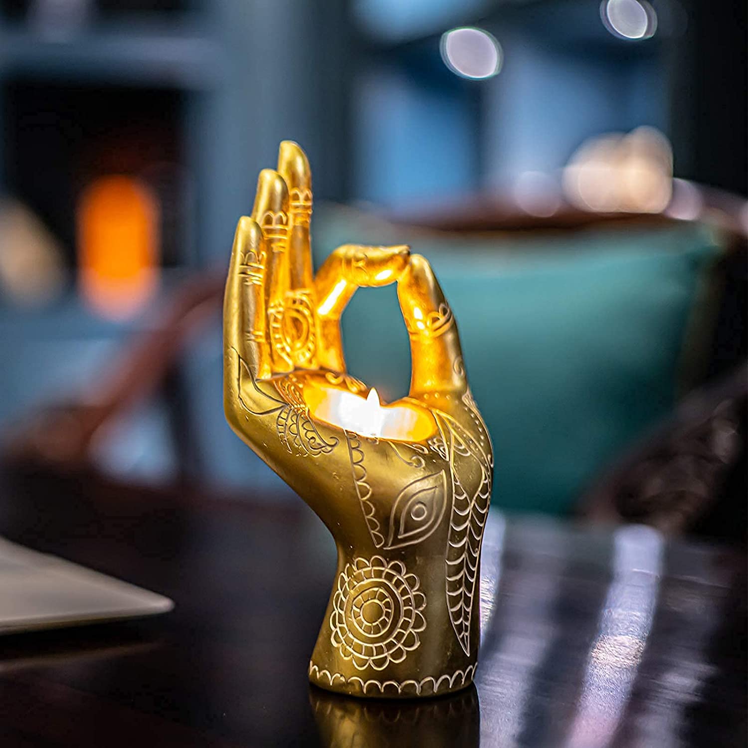 Buddha Hand Candle Holder Resin Mudra Candle Holder Decor Statues Home Office