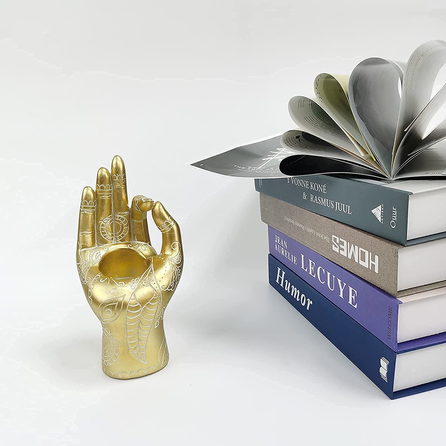 Buddha Hand Candle Holder Resin Mudra Candle Holder Decor Statues Home Office