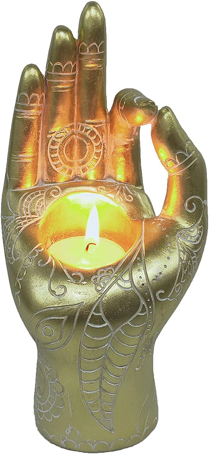 Buddha Hand Candle Holder Resin Mudra Candle Holder Decor Statues Home Office