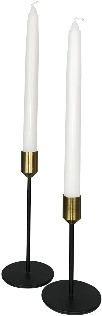 Modern Candle Holder Taper Gold Black Candlestick Holders Set of 2