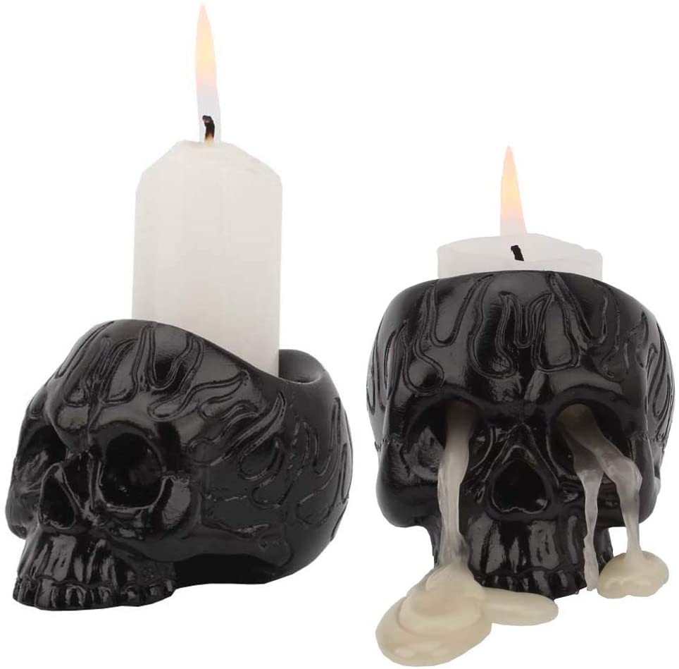 Skeleton Skull Candle Holder Tealight Cup Resin Candlestick Crafts Set of 2