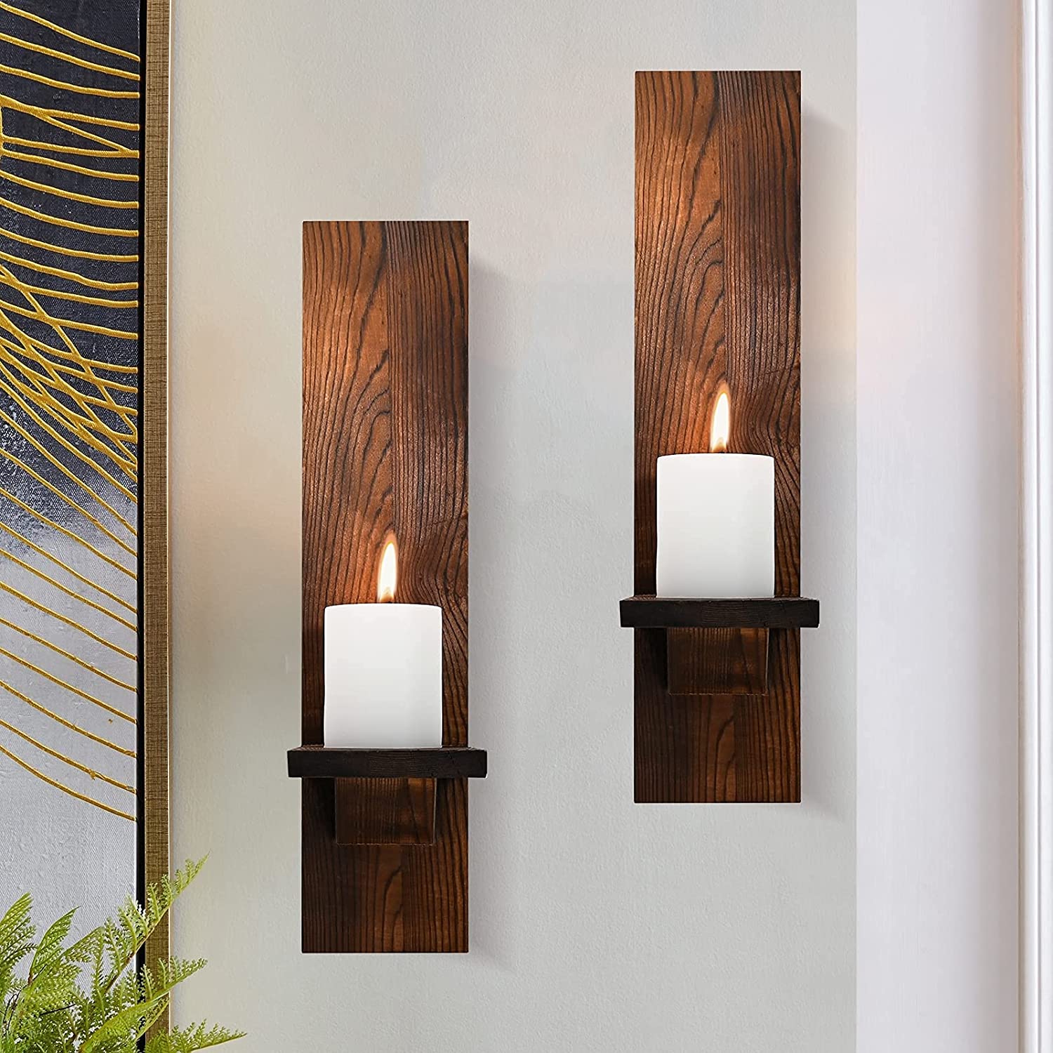 Decorative Wall Sconce Candle Holder Wooden Candle Holder Set of 2