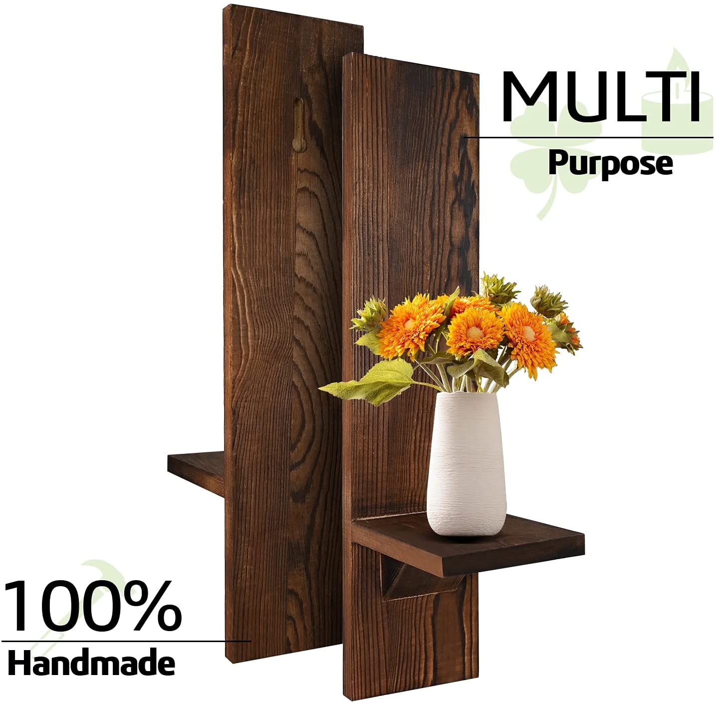 Decorative Wall Sconce Candle Holder Wooden Candle Holder Set of 2