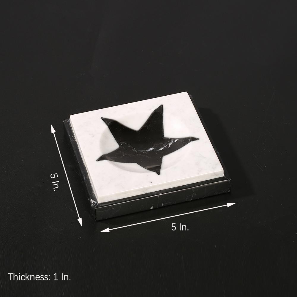 Marble Christmas Ornaments Square House Ornament Crafts White Black 3 Piece