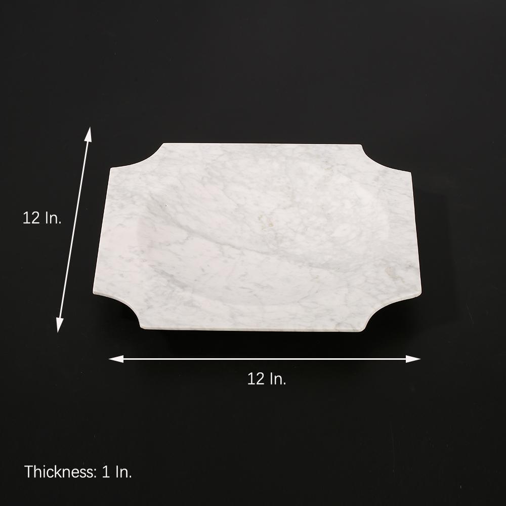 Marble Fruit Food Tray Modern Desk Organizer Decor Tray Squre White